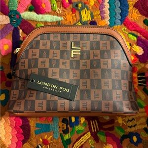 💥NWT London Fog Ellie Cosmetic Bag / Makeup Pouch - Cognac Brown Color